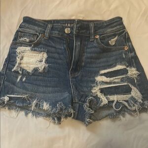 American Eagle Outfitters Blue Distressed Jean Shorts